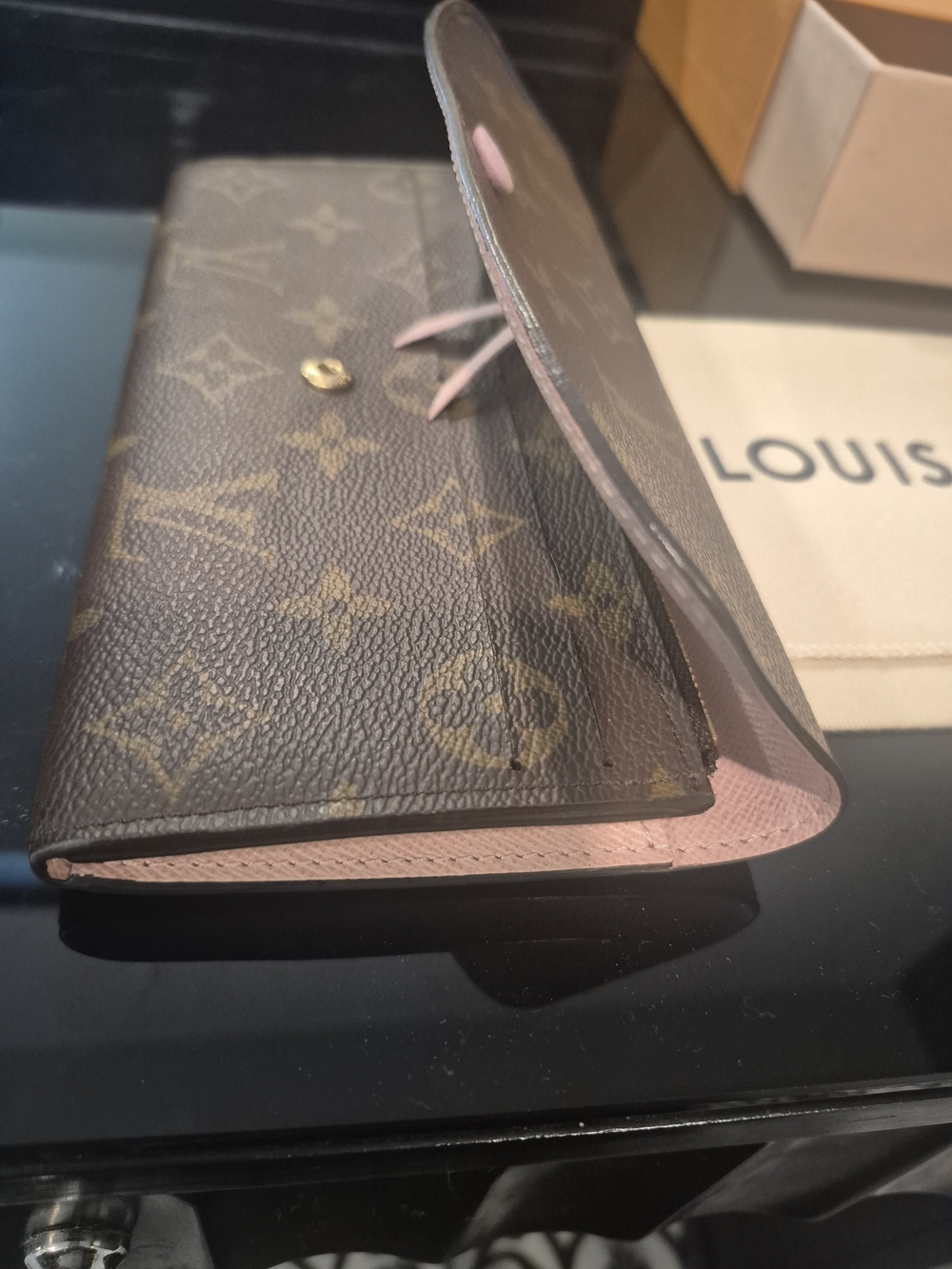 Louis Vuitton Monogram Emilie Wallet - Brown And Rose Ballerine - Picture 9 of 14